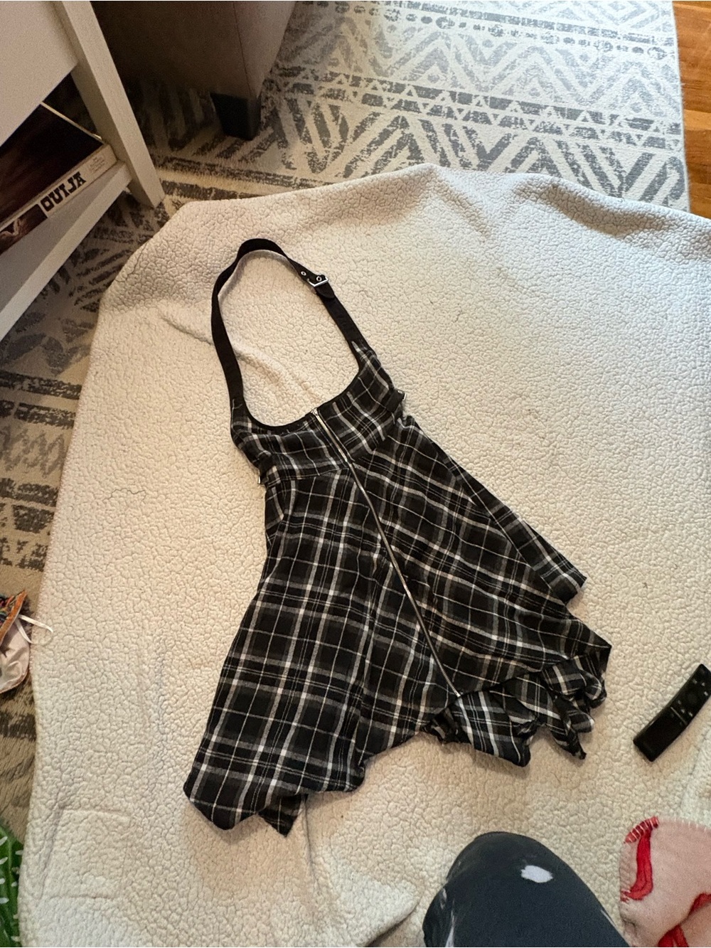 Romwe Black Plaid Underbust Suspender Flared Skirt - Picture 2 of 3